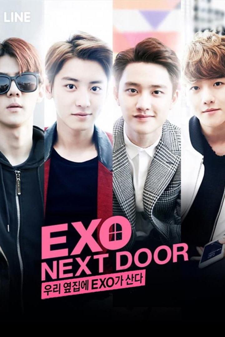 Das Poster für die Web-Serie „EXO Next Door“ zeigt vier junge Männer.