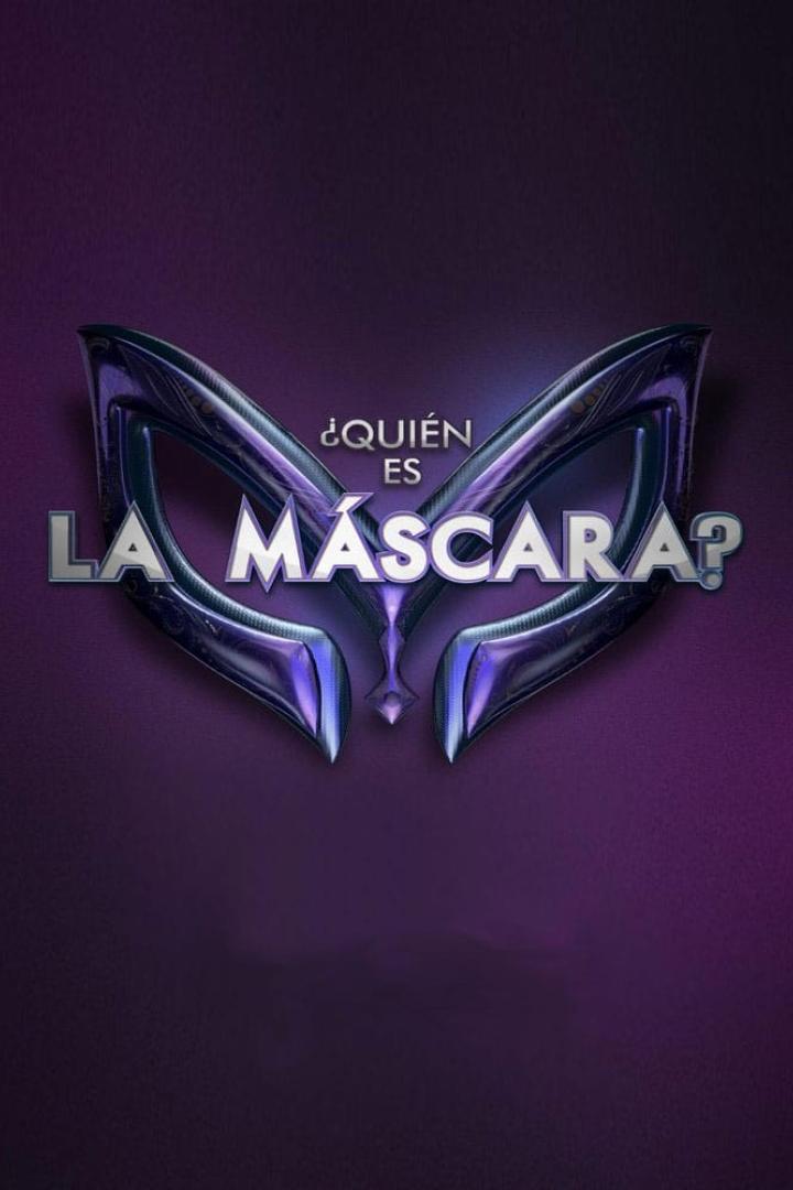 Das Logo der Fernsehsendung „¿Quién es la Máscara?“ vor einem violetten Hintergrund.