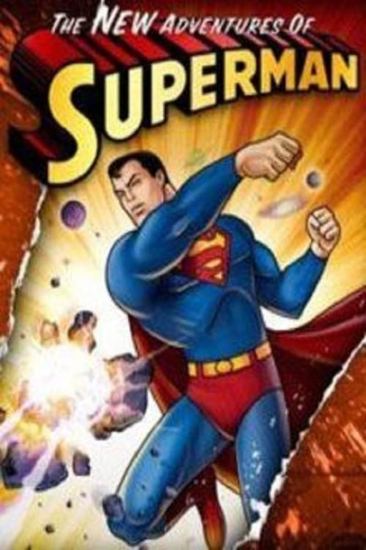 Das Cover der Zeichentrickserie „The New Adventures of Superman“ zeigt Superman in Aktion.