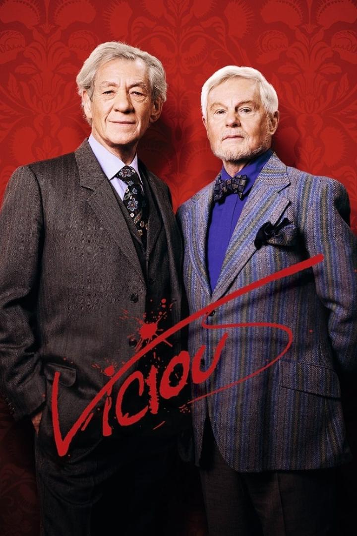 Ian McKellen und Derek Jacobi auf einem Werbeplakat für die Serie „Vicious“.