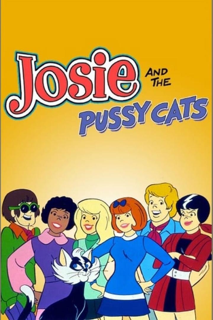 Das Titelbild der Zeichentrickserie „Josie and the Pussycats“ mit den Hauptfiguren.