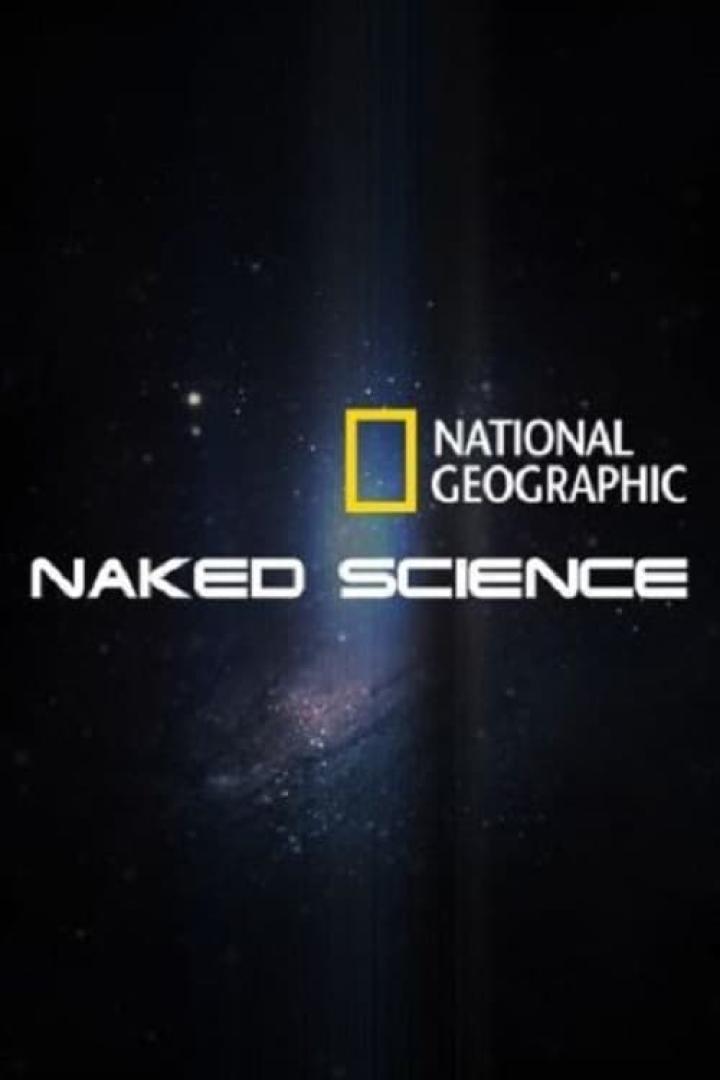 Das Logo von National Geographic „Naked Science“ vor einem Weltraumhintergrund.