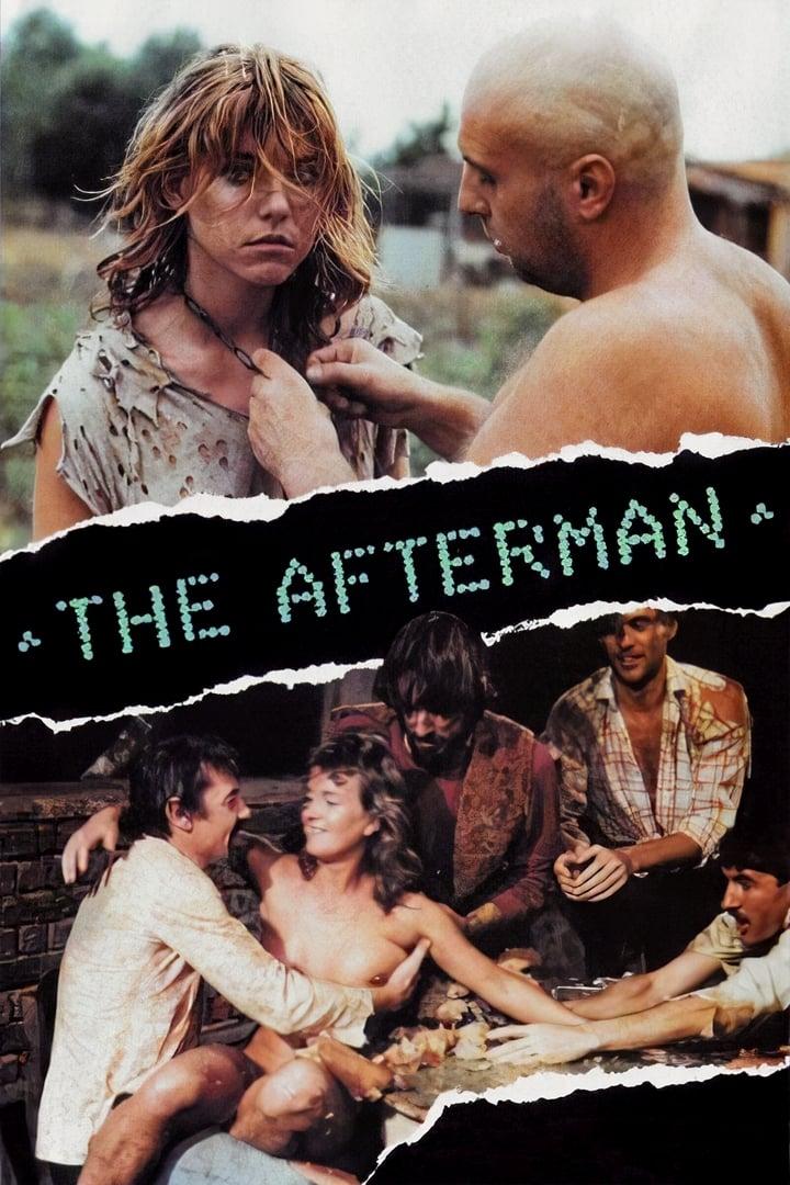 Das Filmplakat für „The Afterman“ zeigt eine Frau in Not und eine Gruppe von Männern.