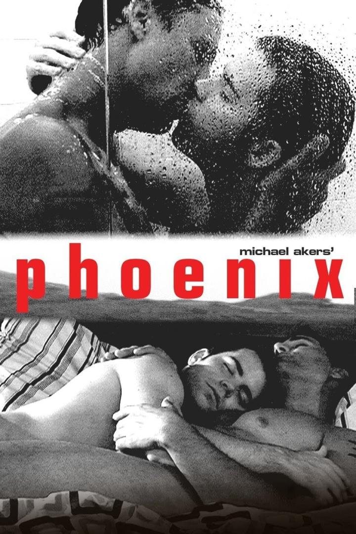 Das Filmplakat für „Phoenix“ zeigt zwei Männer, die sich unter der Dusche küssen und im Bett liegen.