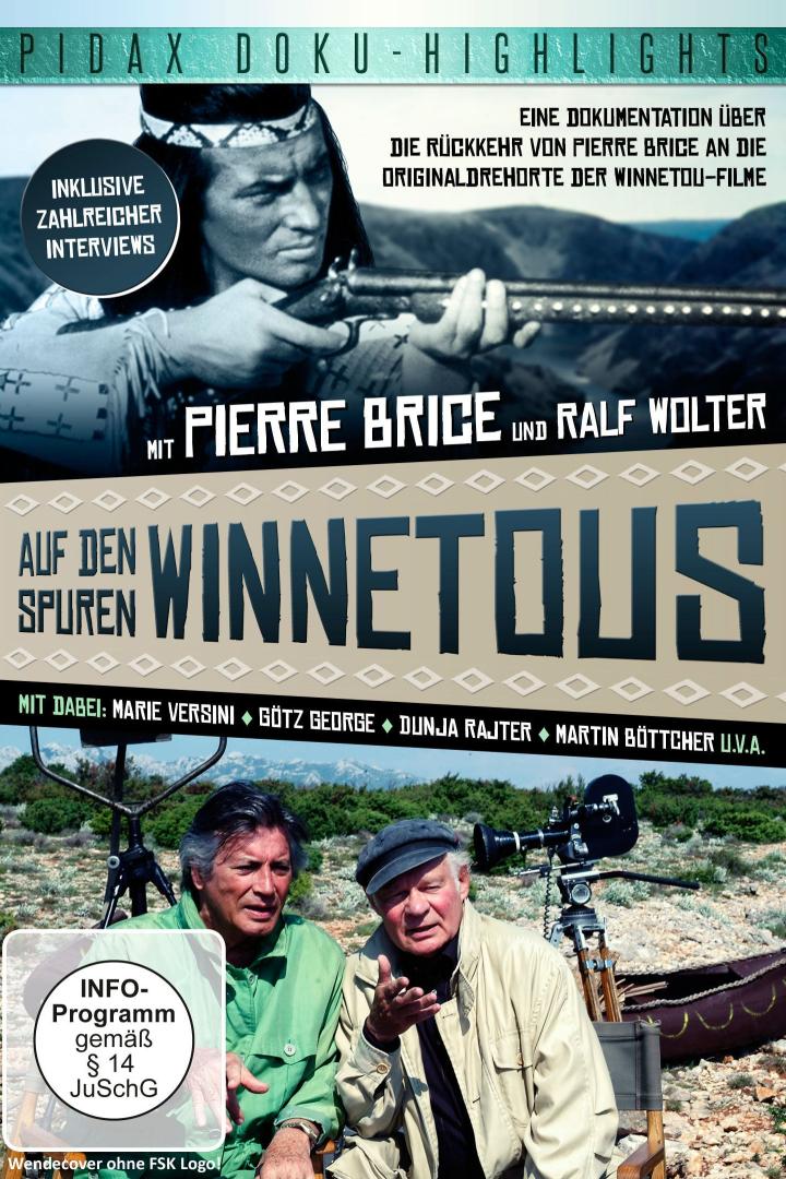 Das Cover der Dokumentation „Auf den Spuren Winnetous“ mit Pierre Brice und Ralf Wolter.