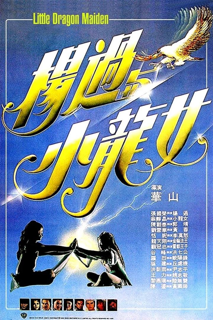 Das Filmplakat für „Little Dragon Maiden“ zeigt zwei Frauen in Kampfpose vor chinesischen Schriftzeichen.