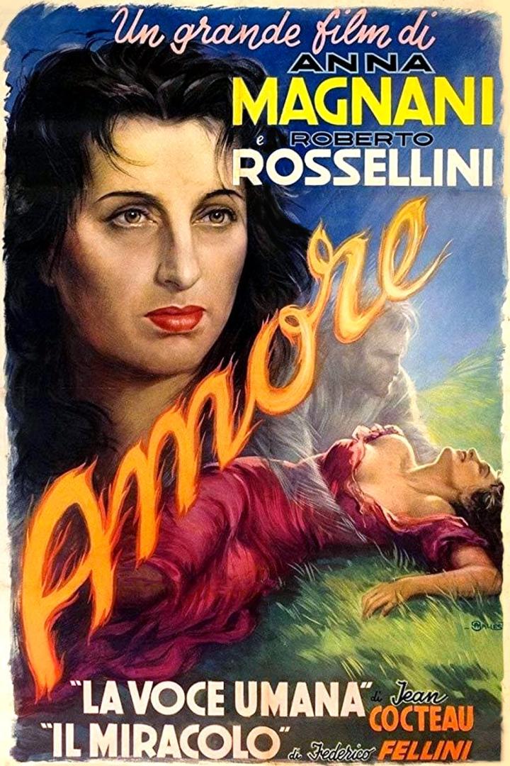 Das Filmplakat für „Amore“ zeigt Anna Magnani und Roberto Rossellini.