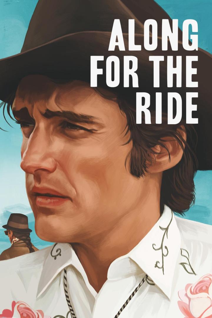 Ein Porträt eines Mannes mit Hut vor dem Schriftzug „Along for the Ride“.