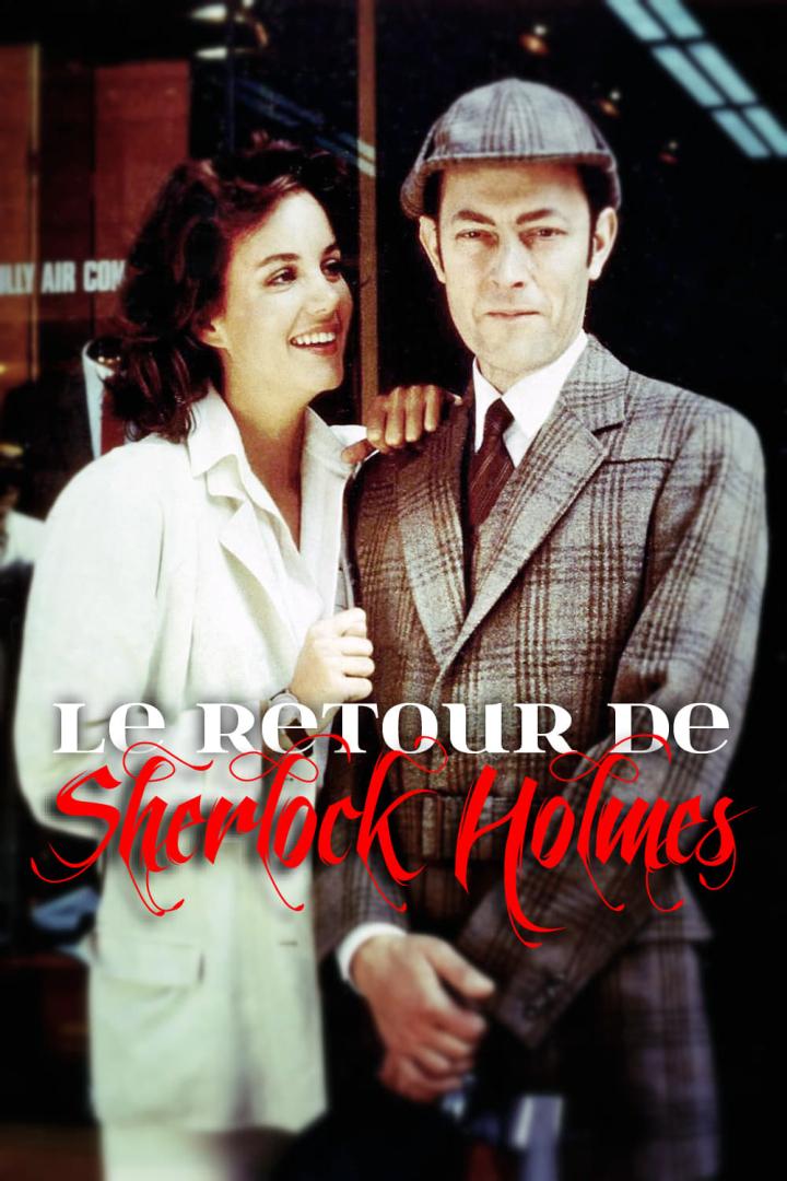Ein Filmposter für „Le Retour de Sherlock Holmes“ mit Sherlock Holmes und einer Frau.