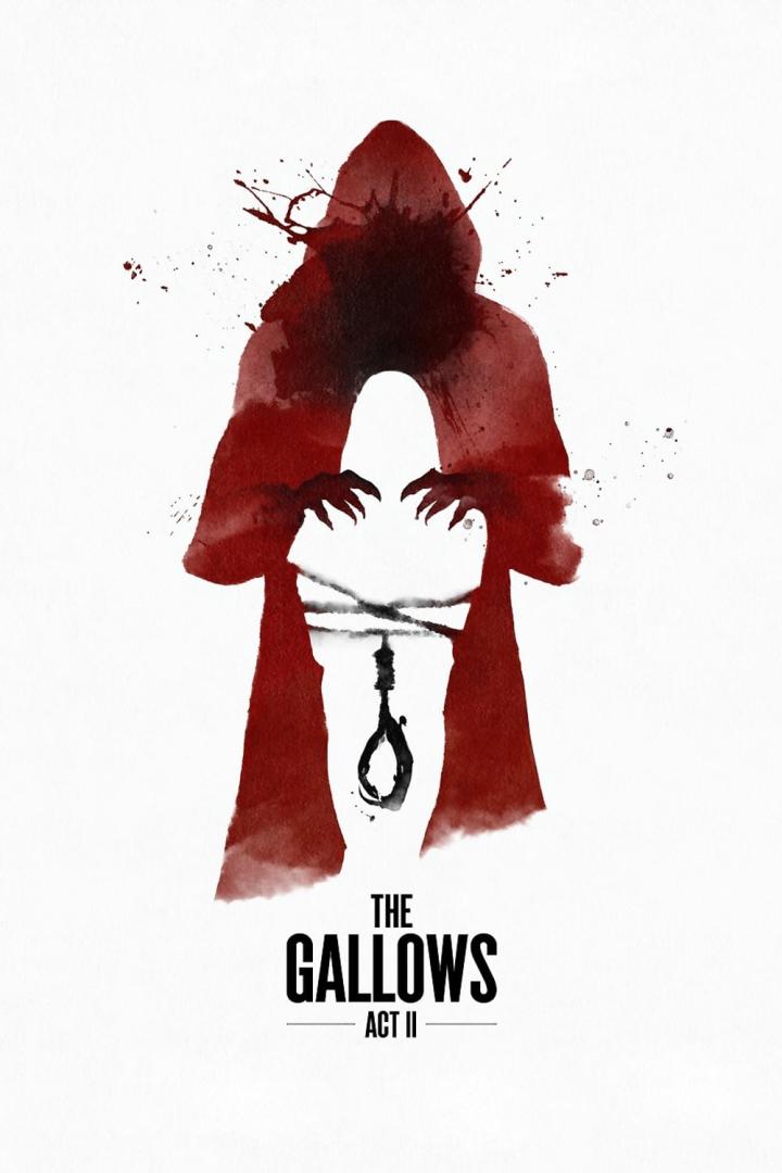 Ein roter, schattenhafter Umriss einer Gestalt mit einer Schlinge, inspiriert vom Film „The Gallows Act II“.