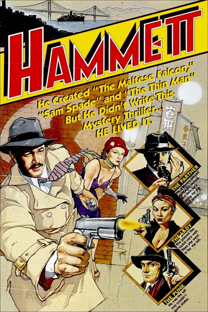 Das Cover des Mystery-Thrillers „Hammett“ zeigt einen Detektiv mit gezogener Waffe.