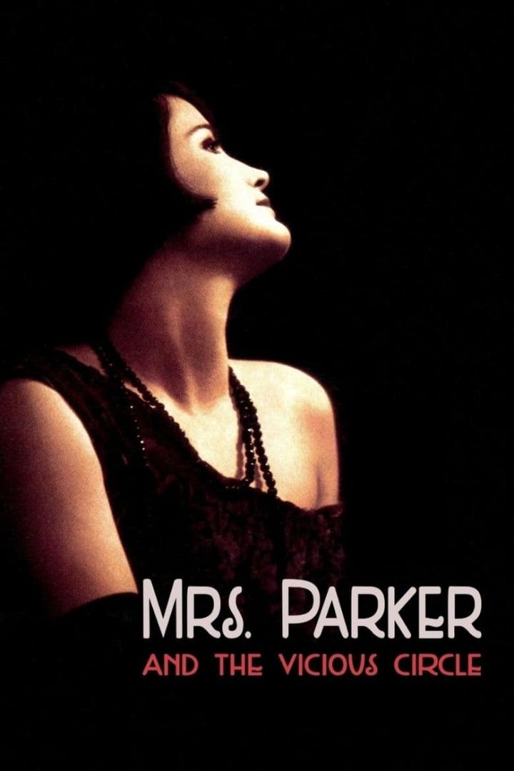 Das Filmplakat für „Mrs. Parker and the Vicious Circle“ zeigt eine Frau mit Bobfrisur, die nach oben blickt.