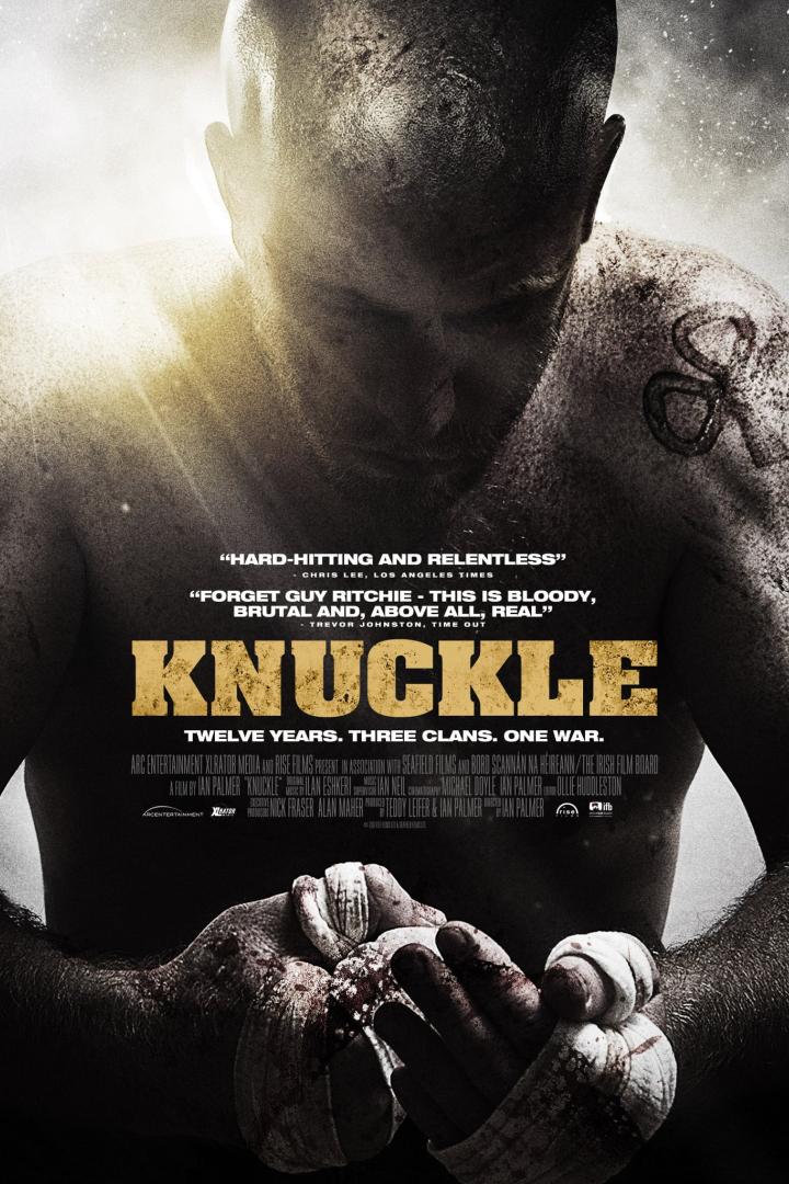 Das Filmplakat für „Knuckle“ zeigt einen blutigen Bare-Knuckle-Boxer.