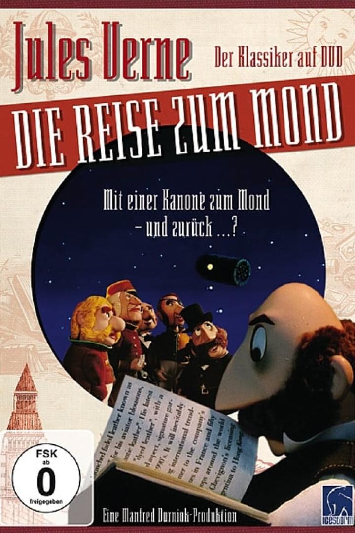 Das DVD-Cover von Jules Vernes „Die Reise zum Mond“ mit Marionettenfiguren.