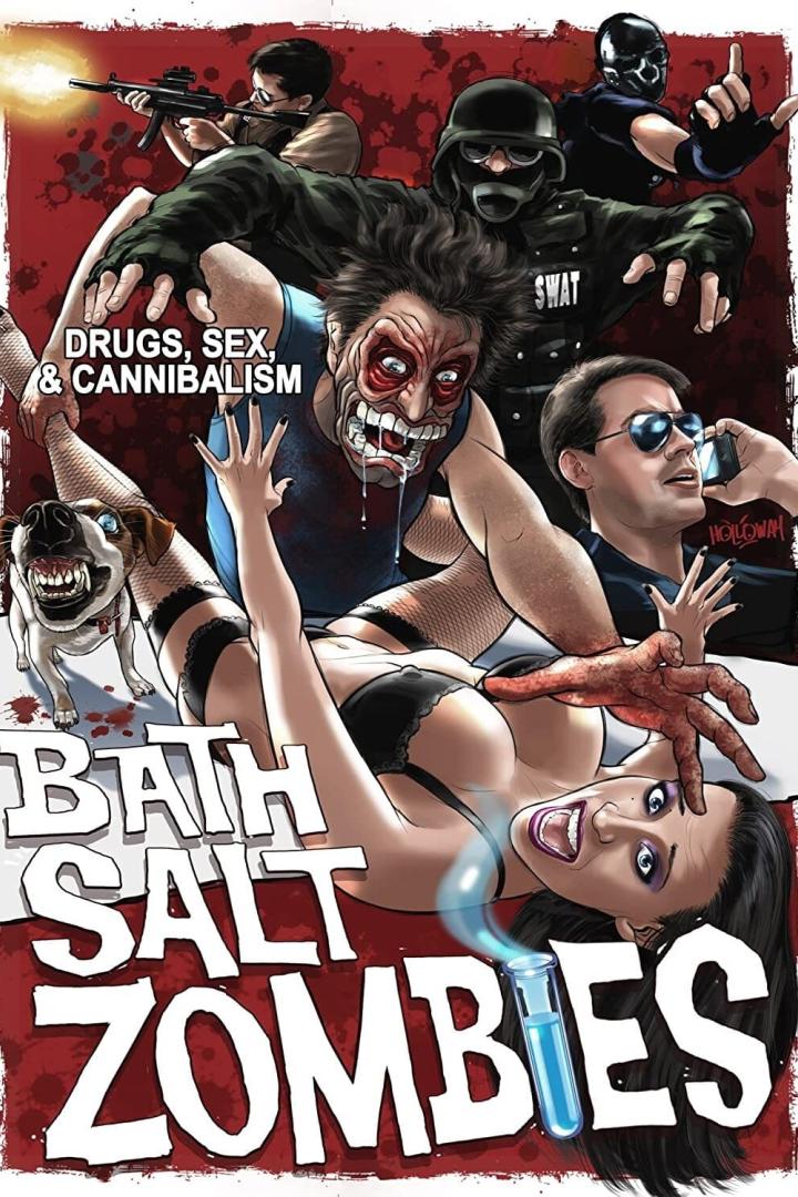 Das Cover des Comics „Bath Salt Zombies“ zeigt eine Frau, Zombies, bewaffnete Männer und einen Hund.