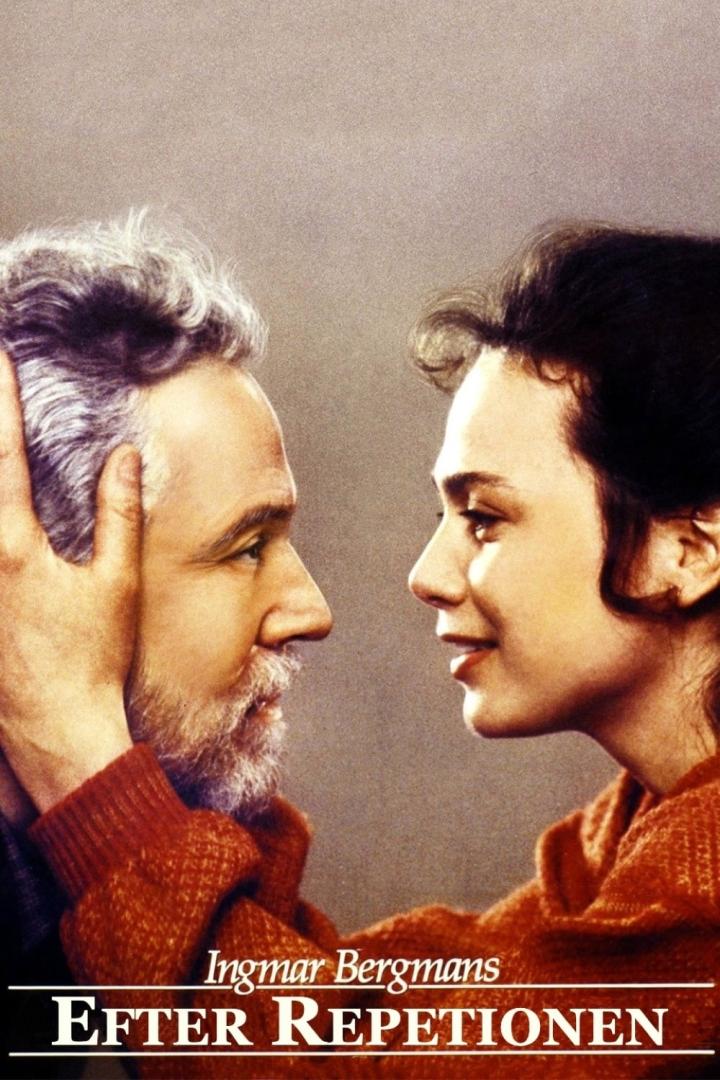 Das Filmplakat für Ingmar Bergmans „Nach der Probe“ zeigt ein Mann und eine Frau im Profil.