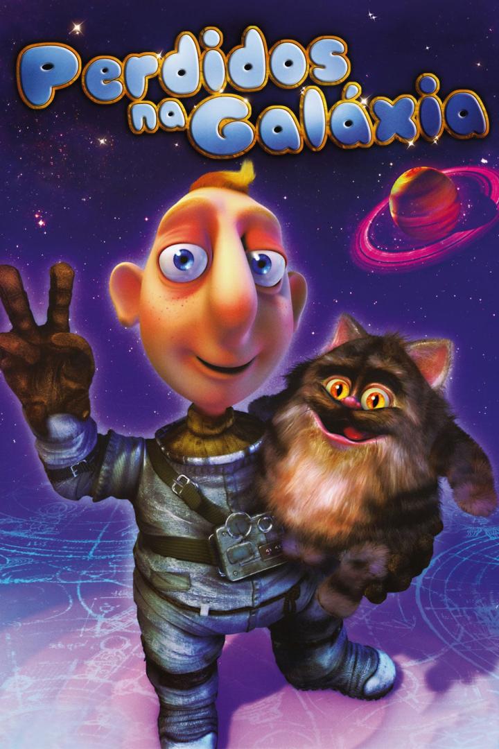 Ein animierter Mann im Raumanzug hält eine Katze vor dem Hintergrund einer Galaxie.