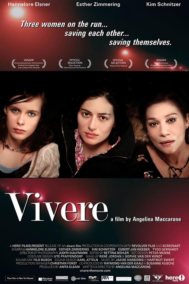 Das Filmplakat von „Vivere“ zeigt Hannelore Elsner, Esther Zimmering und Kim Schnitzer.