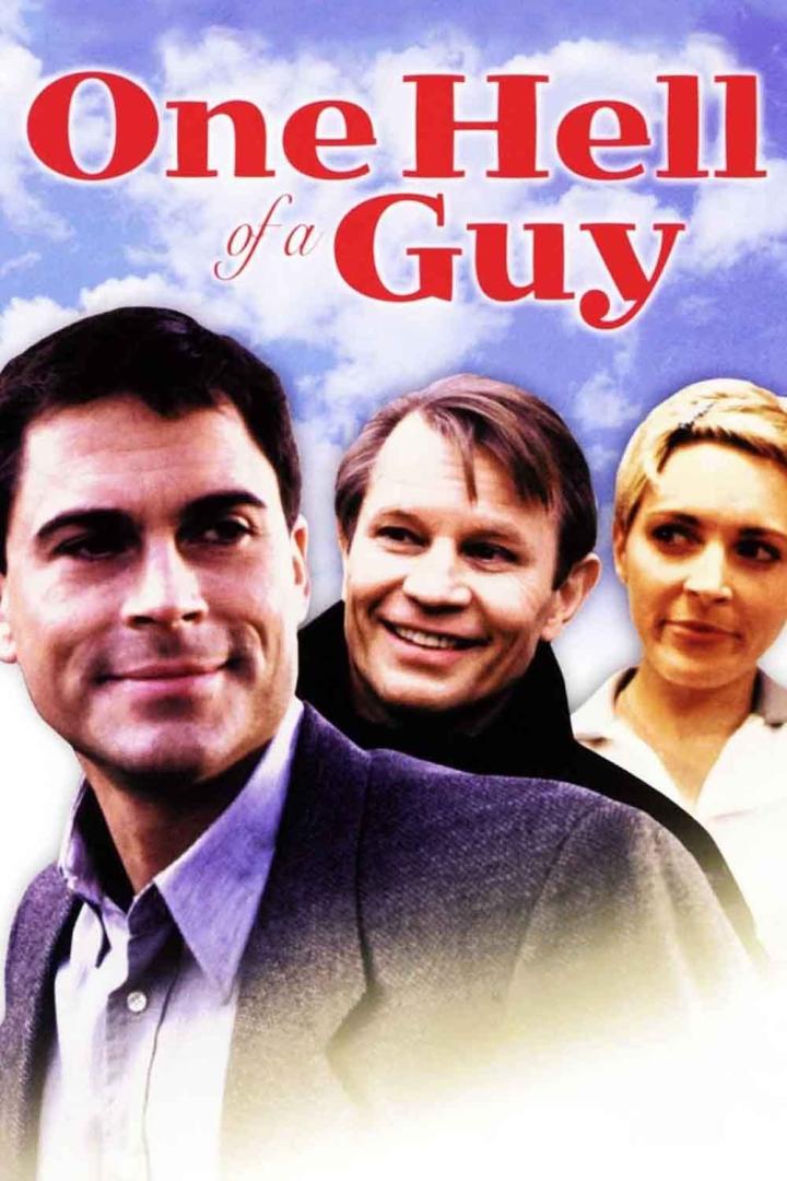 Das Filmplakat für „One Hell of a Guy“ zeigt drei Schauspieler vor einem Himmel mit Wolken.