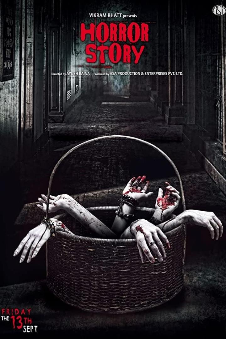 Das Filmplakat für „Horror Story“ zeigt blutige Hände in einem Korb.