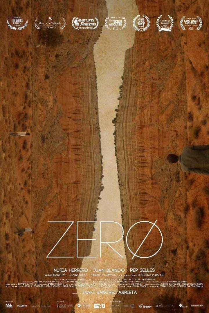 Das Filmplakat für „Zero“ zeigt eine tiefe Schlucht und zwei Personen am Rand.