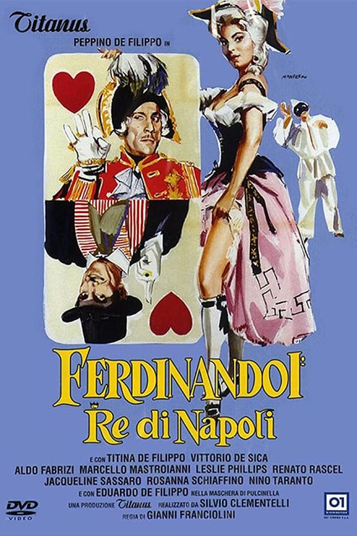 Das Filmplakat für „Ferdinando I Re di Napoli“ zeigt Peppino De Filippo und weitere Darsteller in Kostümen.