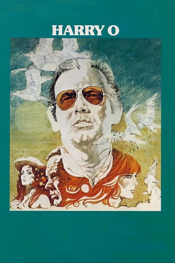Das Poster für „Harry O“ zeigt Harry Orwell mit Sonnenbrille, umgeben von Frauen und Möwen.