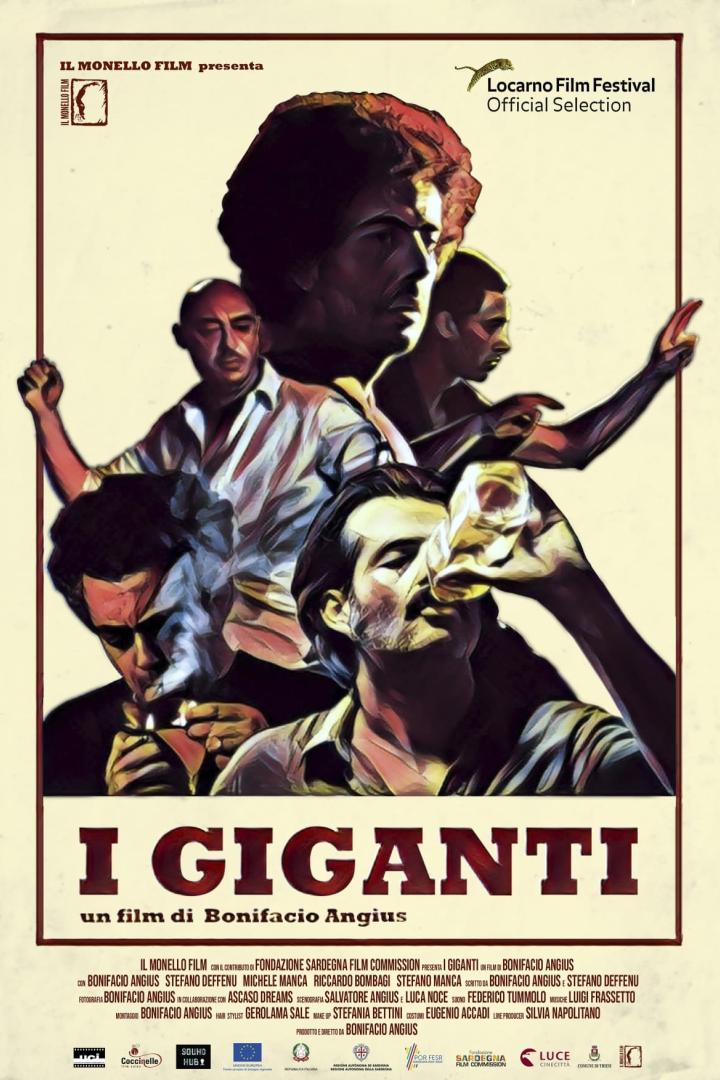 Das Filmplakat für „I Giganti“ zeigt stilisierte Porträts von Männern.