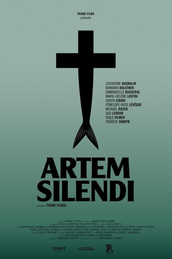 Das Filmplakat für „Artem Silendi“ zeigt ein Kreuz, das in eine Fischflosse übergeht.