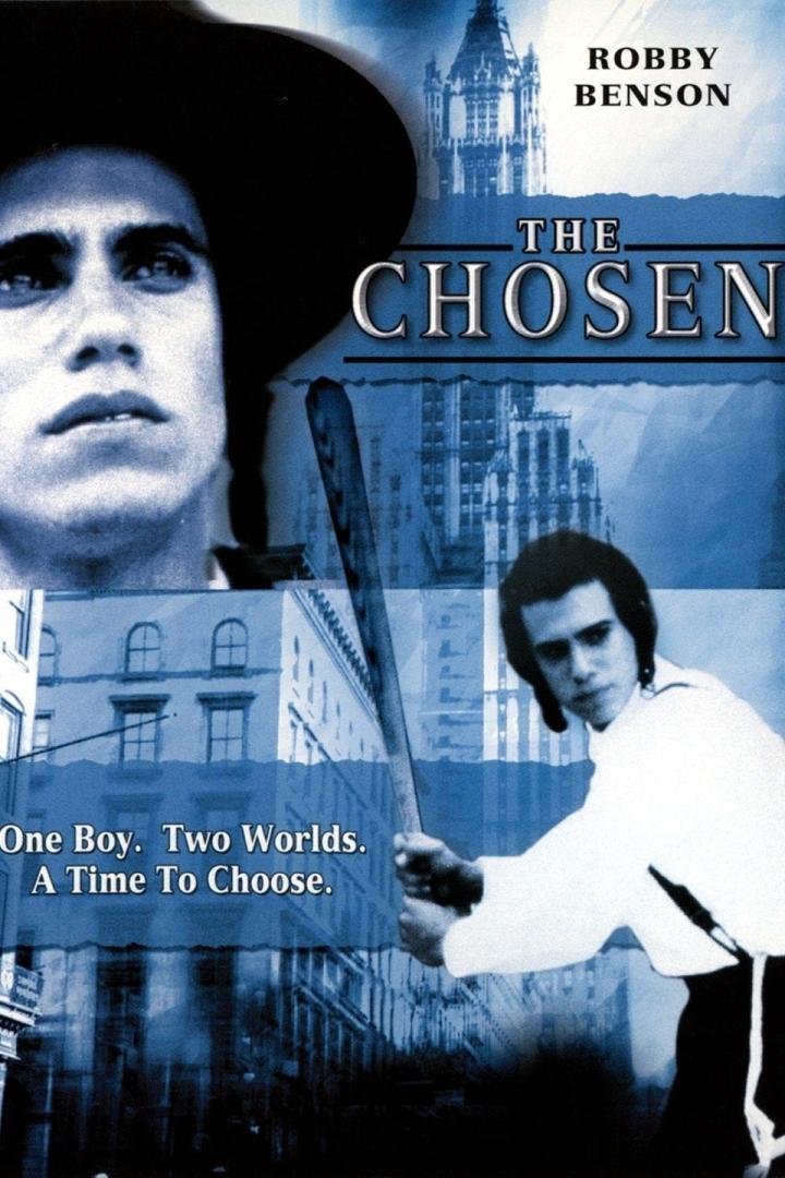 Das Filmplakat für „The Chosen“ mit Robby Benson vor einer New Yorker Stadtkulisse.