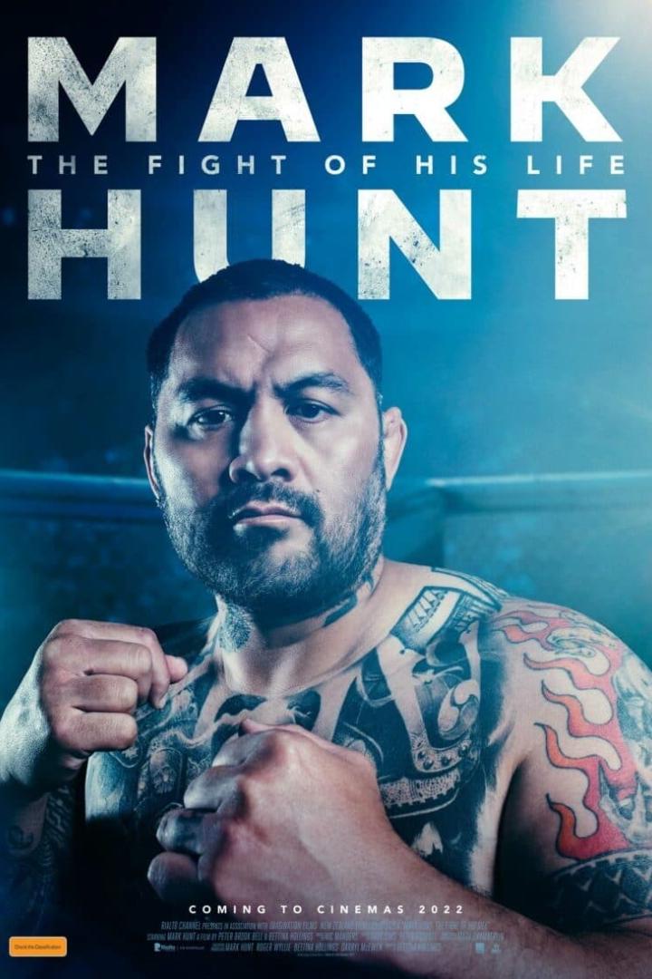 Das Filmplakat für „Mark Hunt: The Fight of His Life“ zeigt den tätowierten MMA-Kämpfer Mark Hunt.