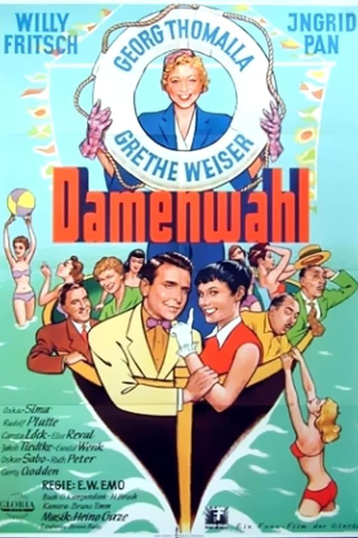 Das Filmplakat für „Damenwahl“ mit Willy Fritsch, Georg Thomalla und Grethe Weiser.