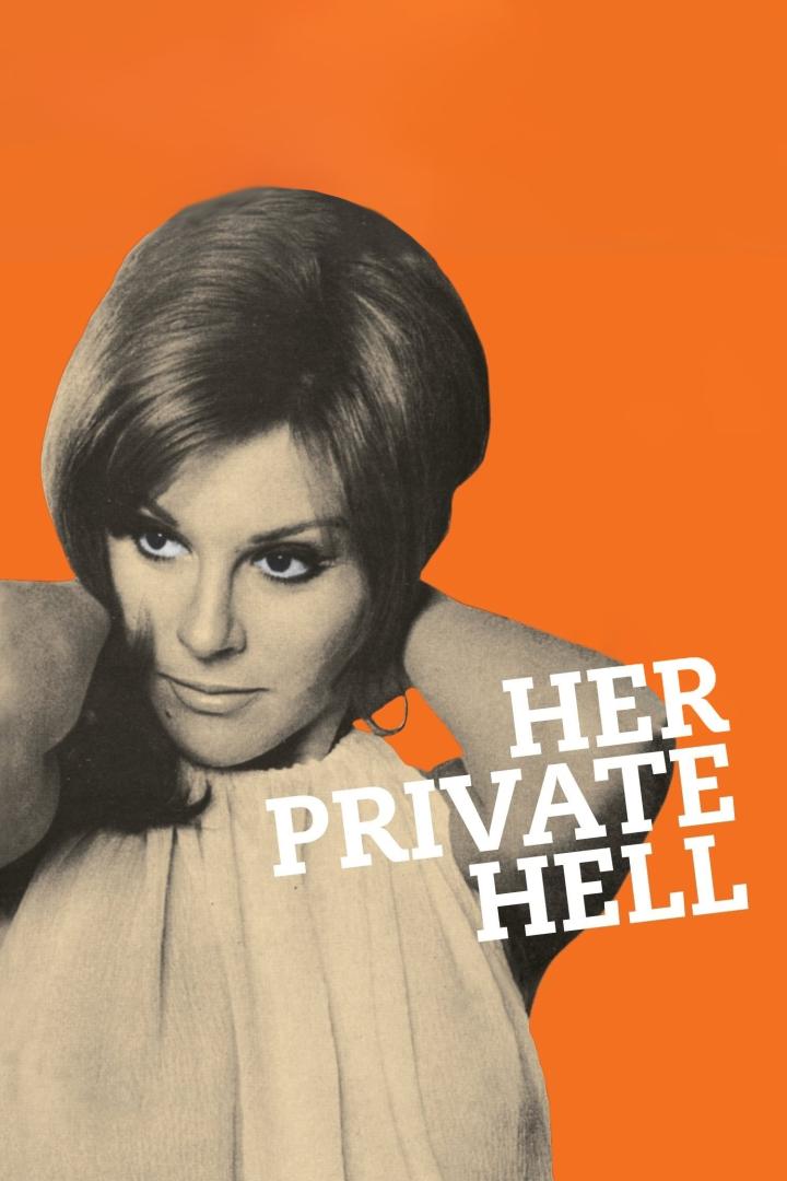 Das Filmplakat für „Her Private Hell“ zeigt eine Frau vor einem orangefarbenen Hintergrund.