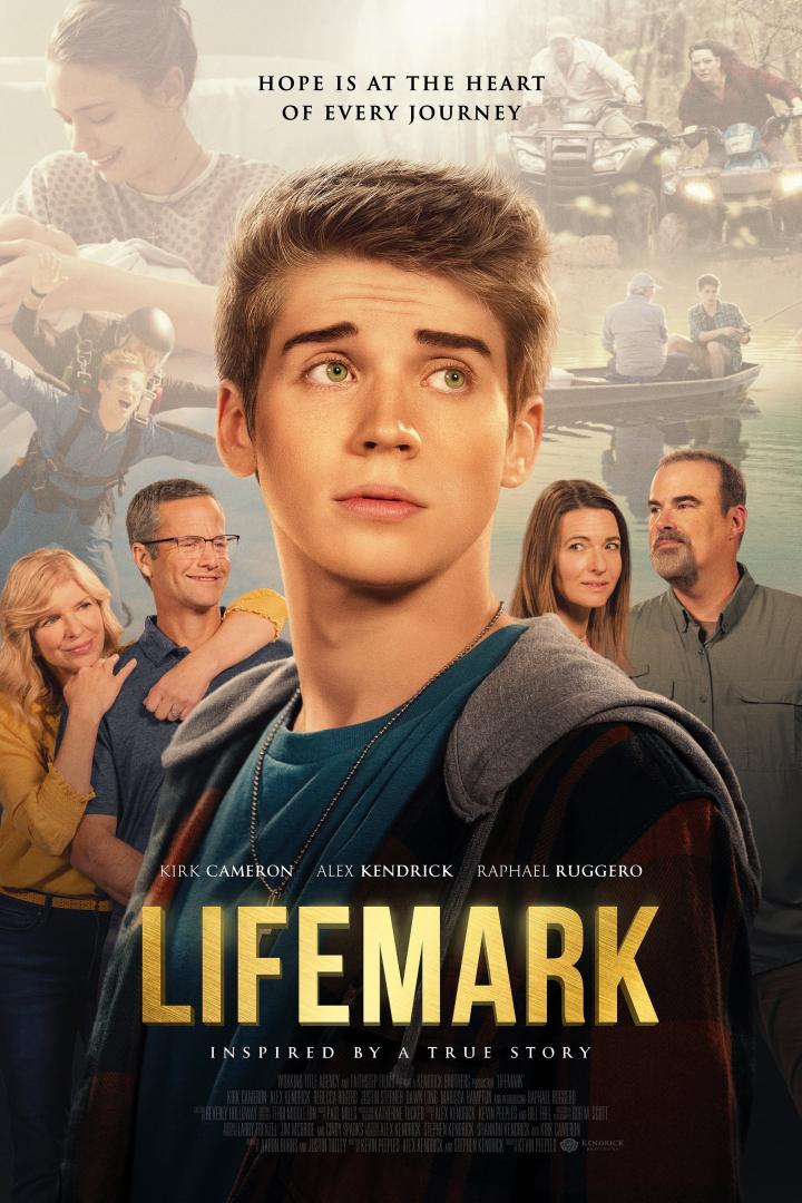 Das Filmplakat für „Lifemark“ zeigt einen jungen Mann und Szenen aus seinem Leben.