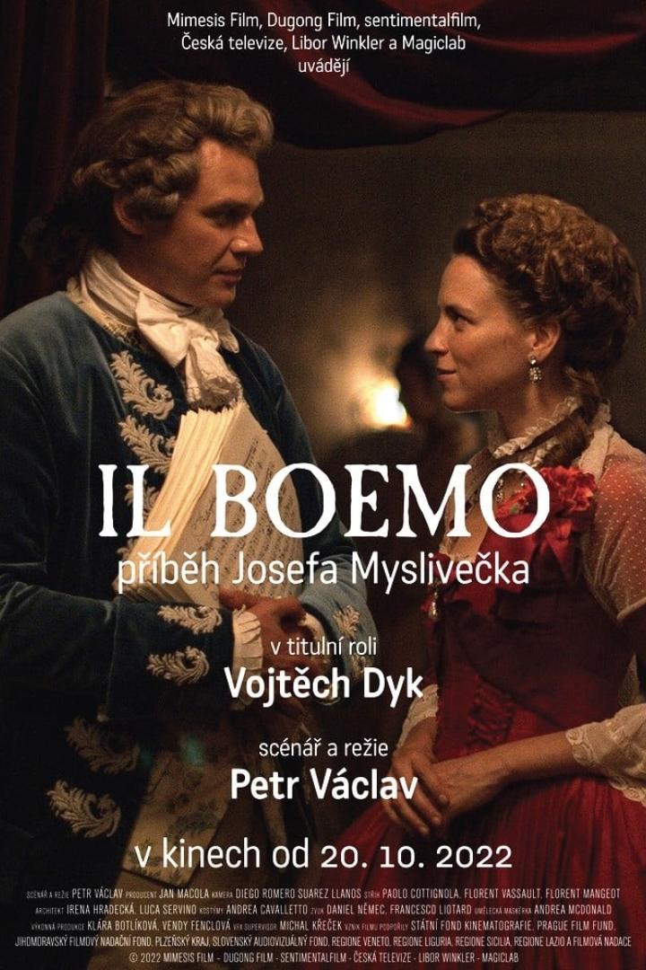 Das Filmplakat für „Il Boemo“ zeigt zwei Personen in Kostümen des 18. Jahrhunderts.