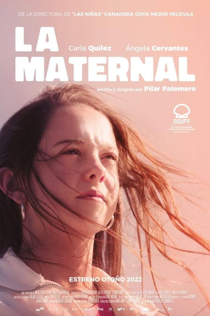 Das Filmplakat für „La Maternal“ zeigt eine junge Frau, inszeniert von Pilar Palomero.