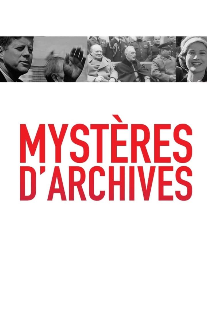 Das Logo der Sendung „Mystères d'Archives“ mit Porträts historischer Persönlichkeiten.