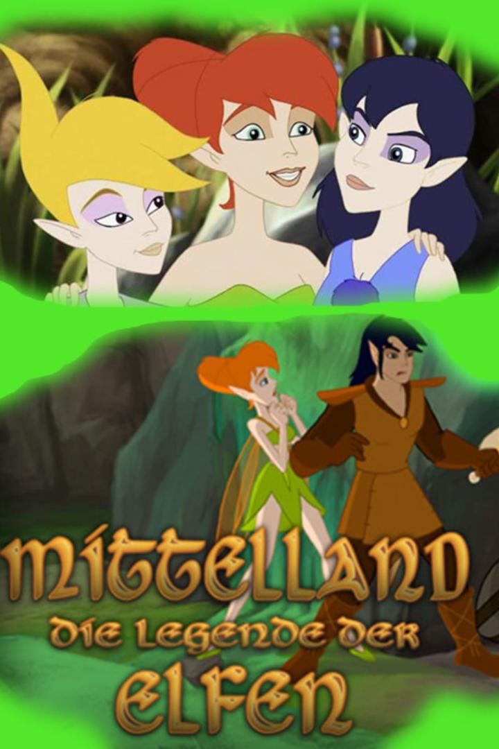 Das Cover des Animationsfilms „Mittelland – Die Legende der Elfen“ mit Elfenfiguren.