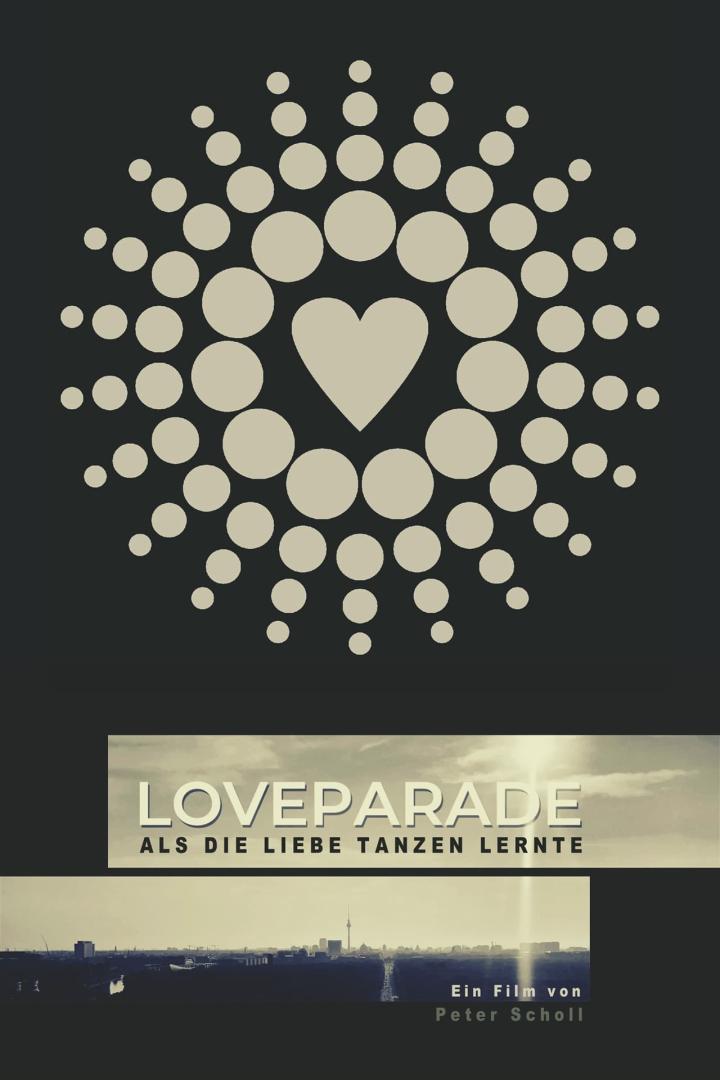 Das Filmplakat für „Loveparade – Als die Liebe tanzen lernte“ zeigt ein Herz umgeben von Kreisen.