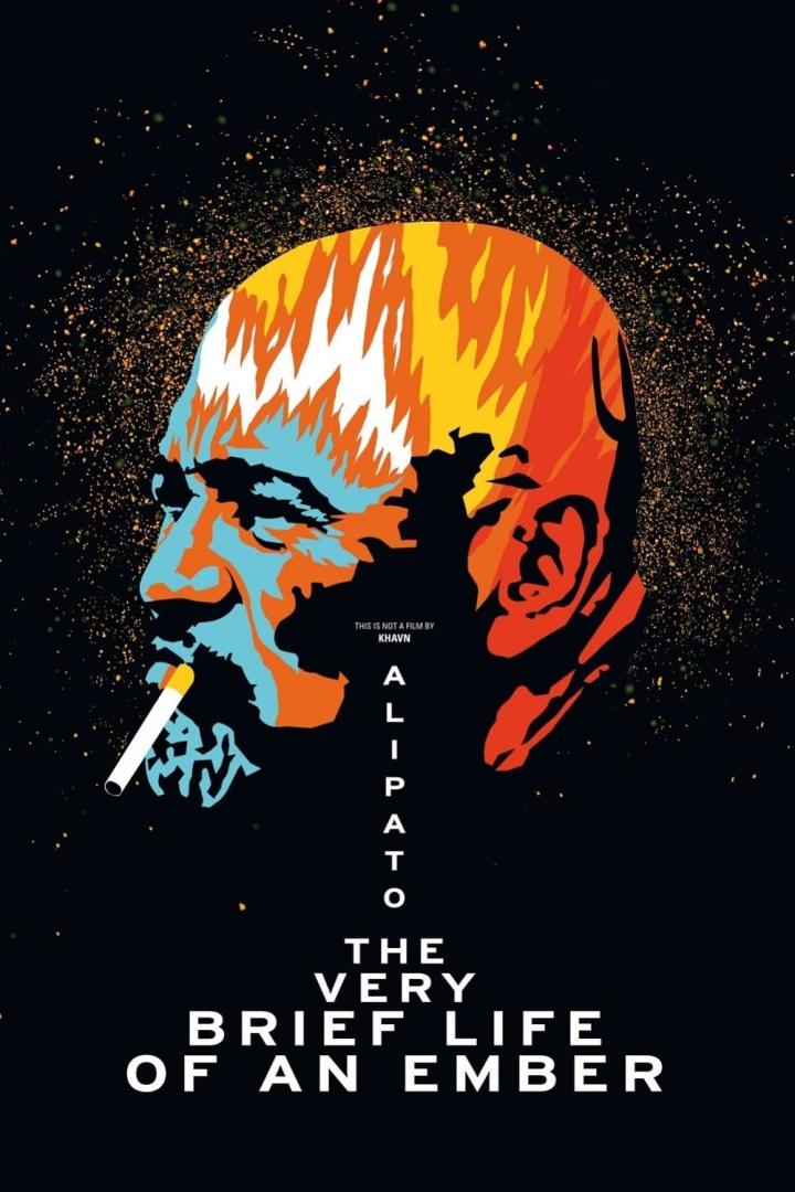 Das stilisierte Filmplakat für „Alipato: The Very Brief Life of an Ember“ zeigt ein farbenfrohes Porträt eines Mannes mit Zigarette.