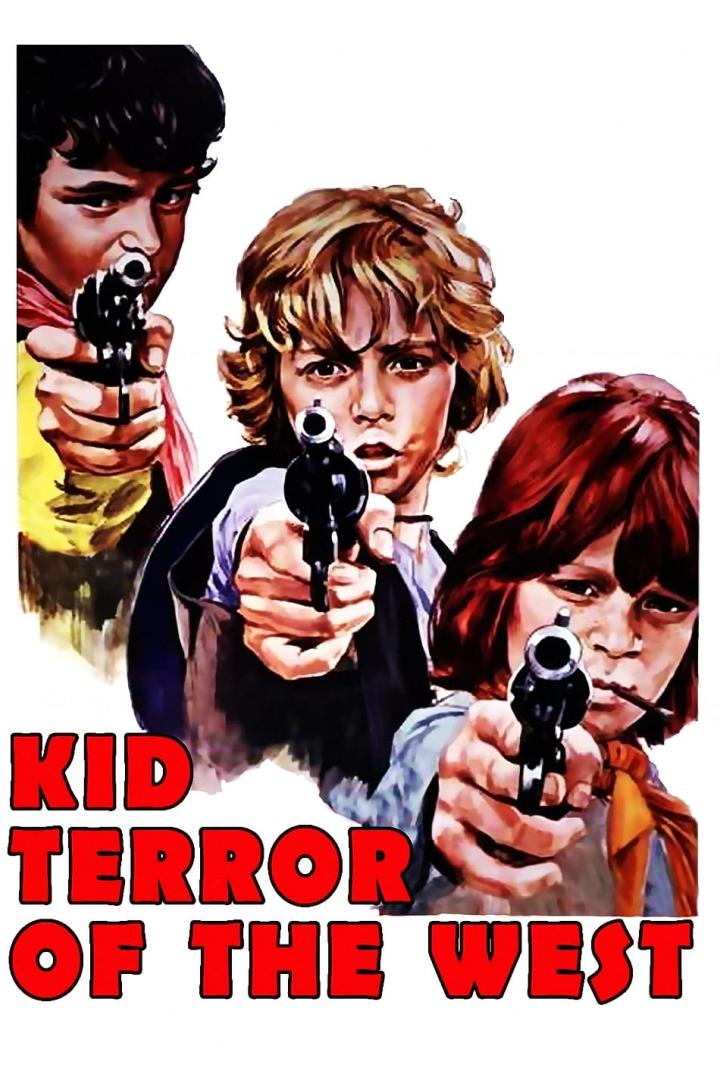 Drei Kinder zielen mit Pistolen auf dem Filmplakat von „Kid Terror of the West“.
