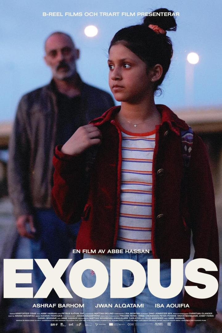 Das Filmplakat für „Exodus“ zeigt ein junges Mädchen und einen Mann im Hintergrund.