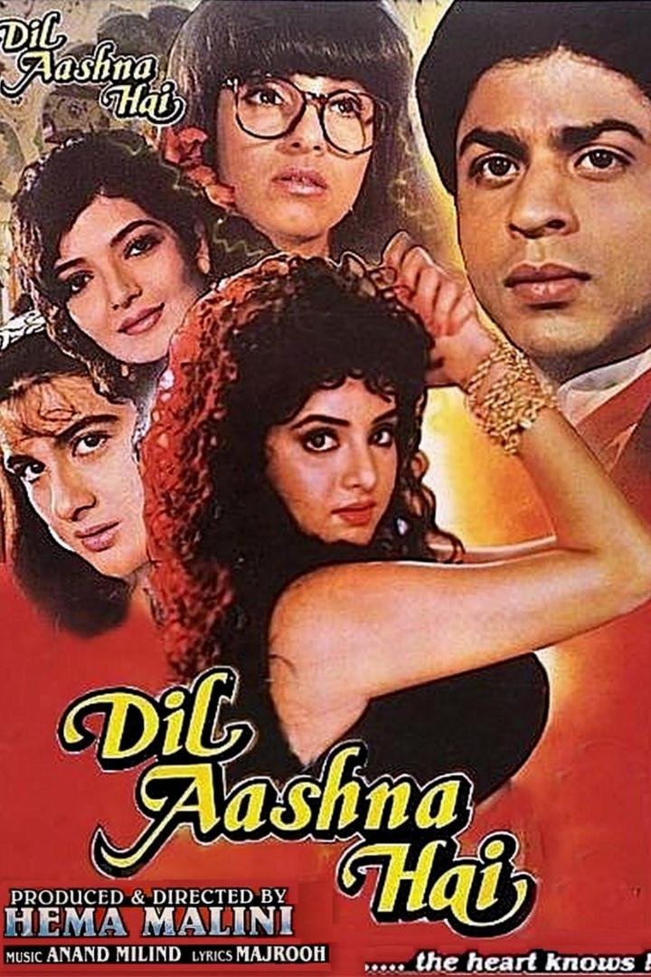 Das Filmplakat für „Dil Aashna Hai“ zeigt mehrere Schauspieler, darunter Shah Rukh Khan.