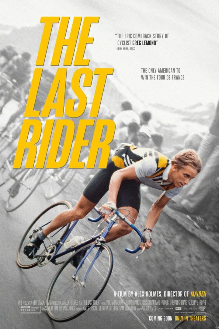Das Filmplakat für „The Last Rider“ zeigt einen Radfahrer im Rennen, möglicherweise Greg LeMond.