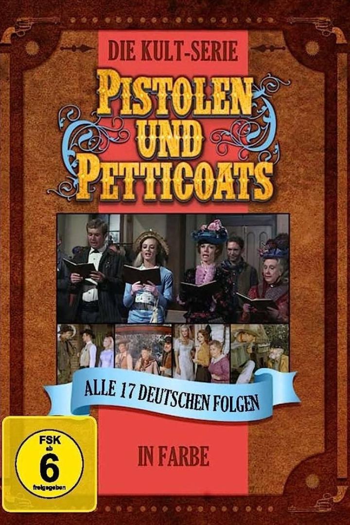 Das Cover der DVD „Pistolen und Petticoats“ zeigt eine Gruppe von Menschen, die singen.
