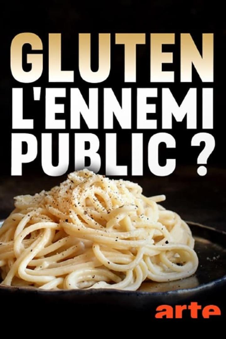 Das ARTE-Plakat zeigt eine Nahaufnahme von Spaghetti und die Frage: „Gluten, der öffentliche Feind?“.