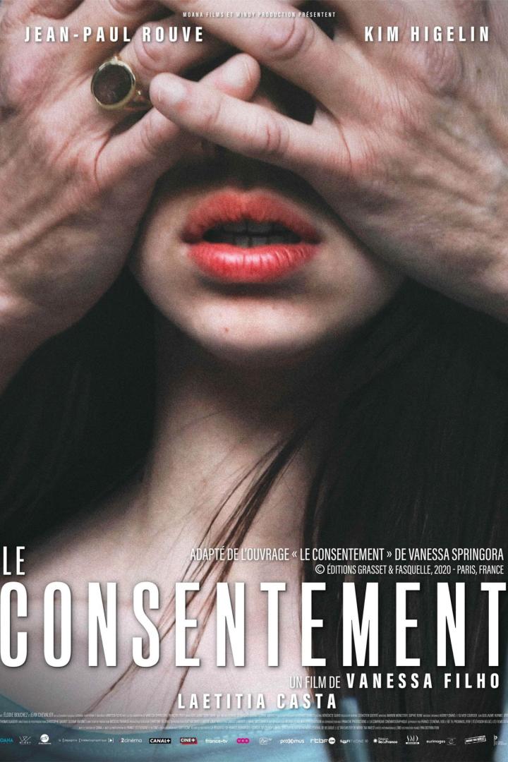 Das Filmplakat zu „Le Consentement“ zeigt eine Nahaufnahme von Händen, die ein Gesicht verdecken.