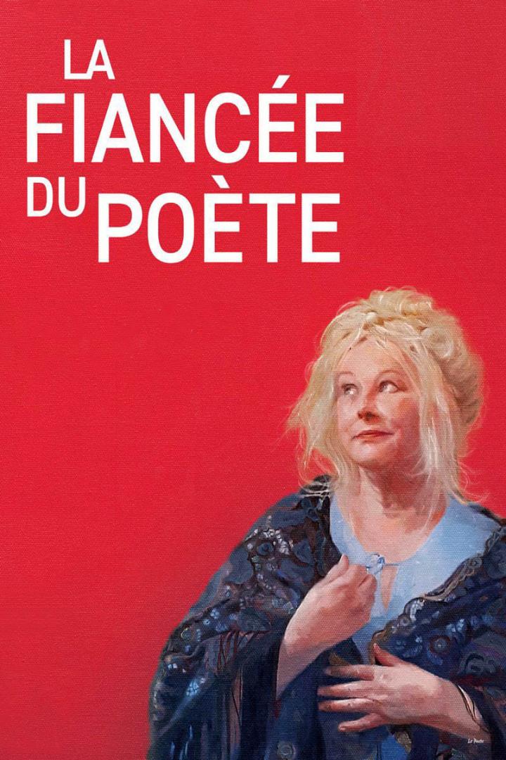 Das Filmplakat für „La Fiancée du poète“ zeigt eine Frau mit blonden Haaren vor rotem Hintergrund.