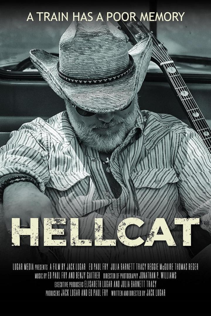Ein Mann mit Cowboyhut und Gitarre auf dem Filmplakat für „Hellcat“.