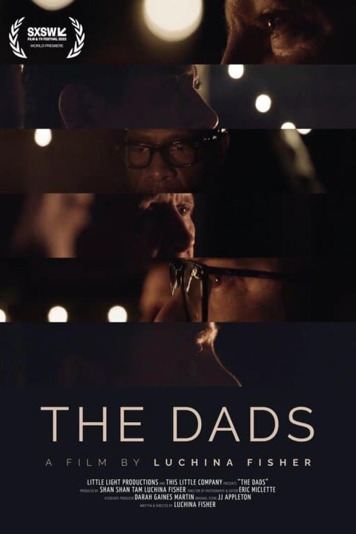Das Filmplakat für „The Dads“ zeigt Nahaufnahmen von Männergesichtern.